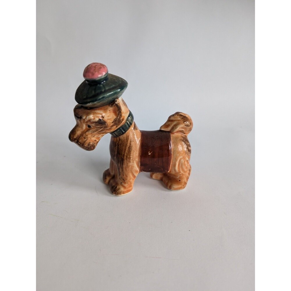 Vintage Scottie Dog Figurine Beret Brown PICO Japan Scottish Terrier